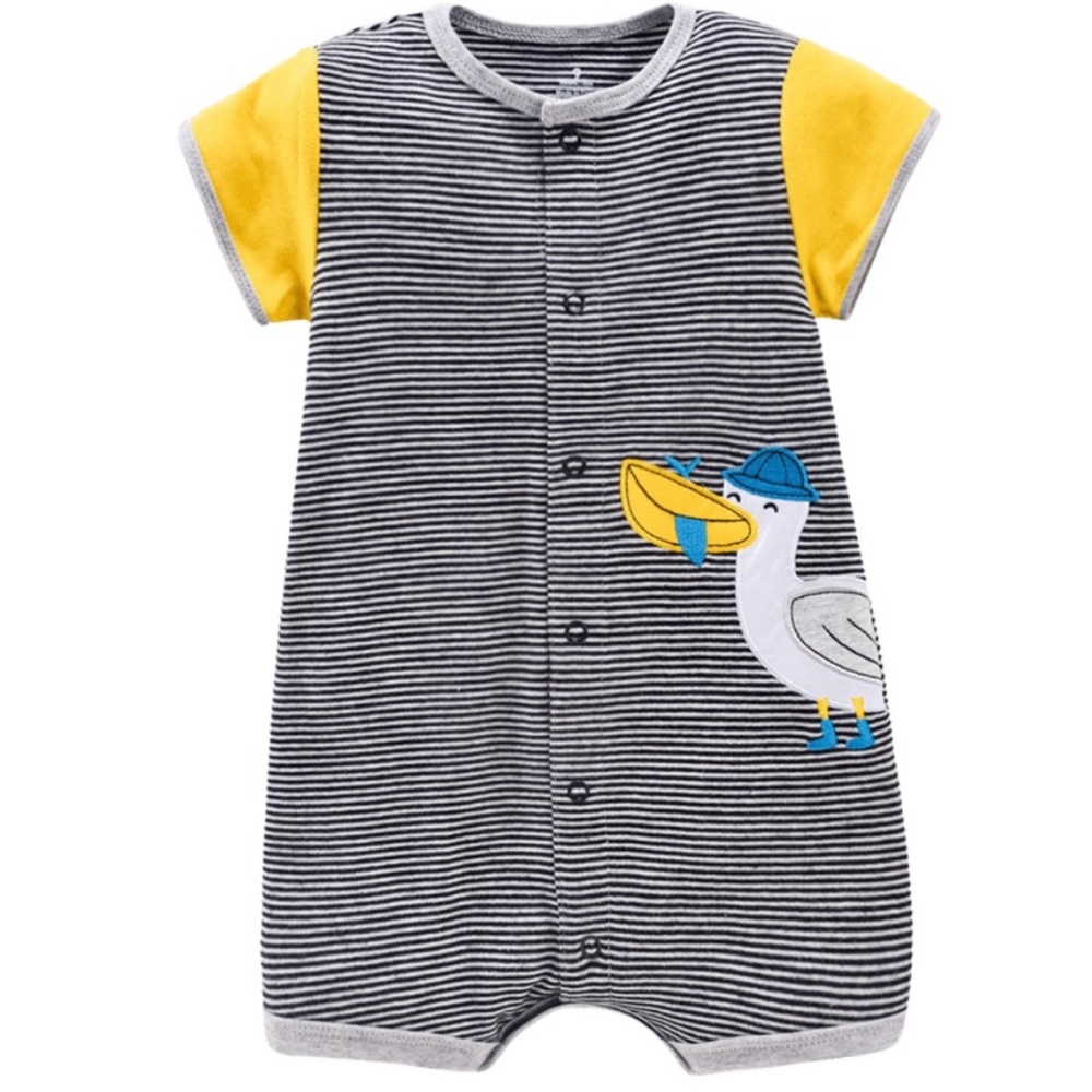 Boys Romper W/ Pelican Appliqué